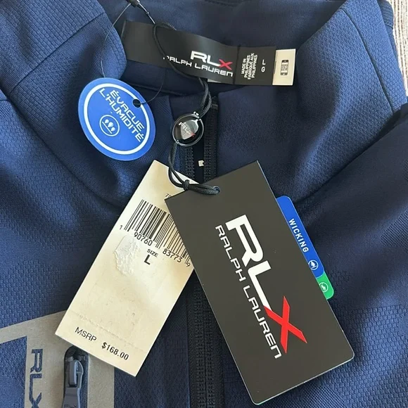 NWT RLX Ralph Lauren Knit Jacquard French Navy Camo Mens Golf Half Zip - Picture 7 of 8